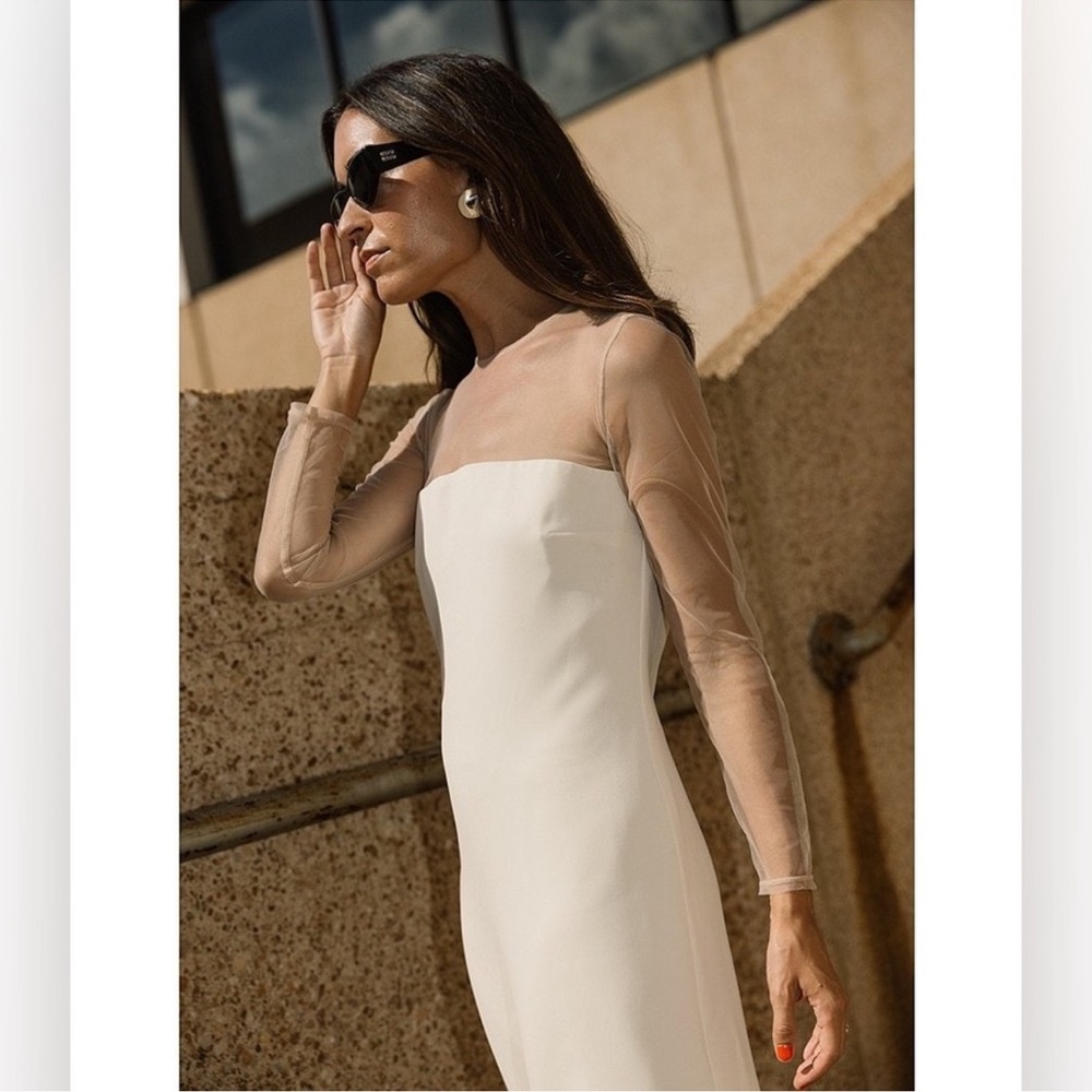 NWT AntonioMelani Elizabeth Damrich Babe Mesh Long Sleeve Crepe Soutache DRESS - Picture 10 of 17